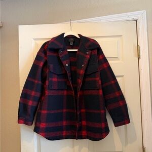 Forever 21 Red and Black Plaid Utility Jacket